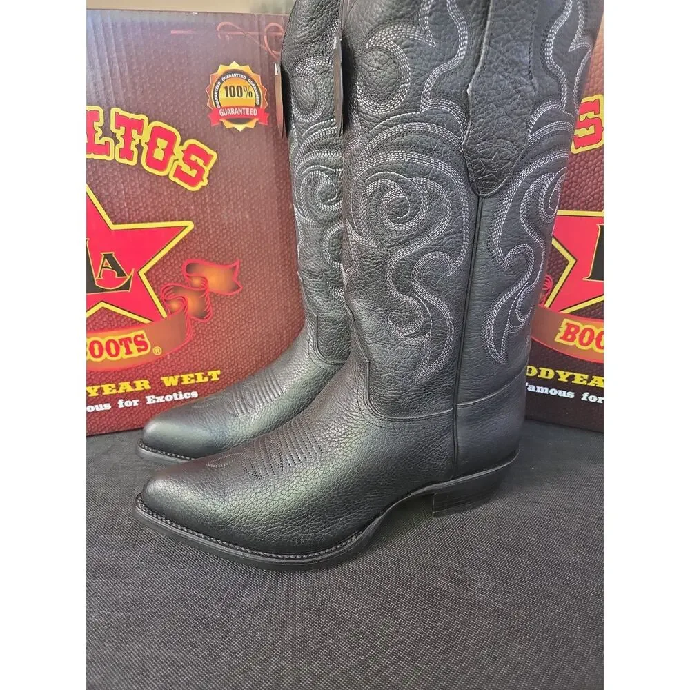 New Los Altos 658305 Men’s Black Deer Skin Leather JToe Boot US8.5